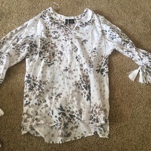 New Directions Tassle Tie Open Sleeve Blouse